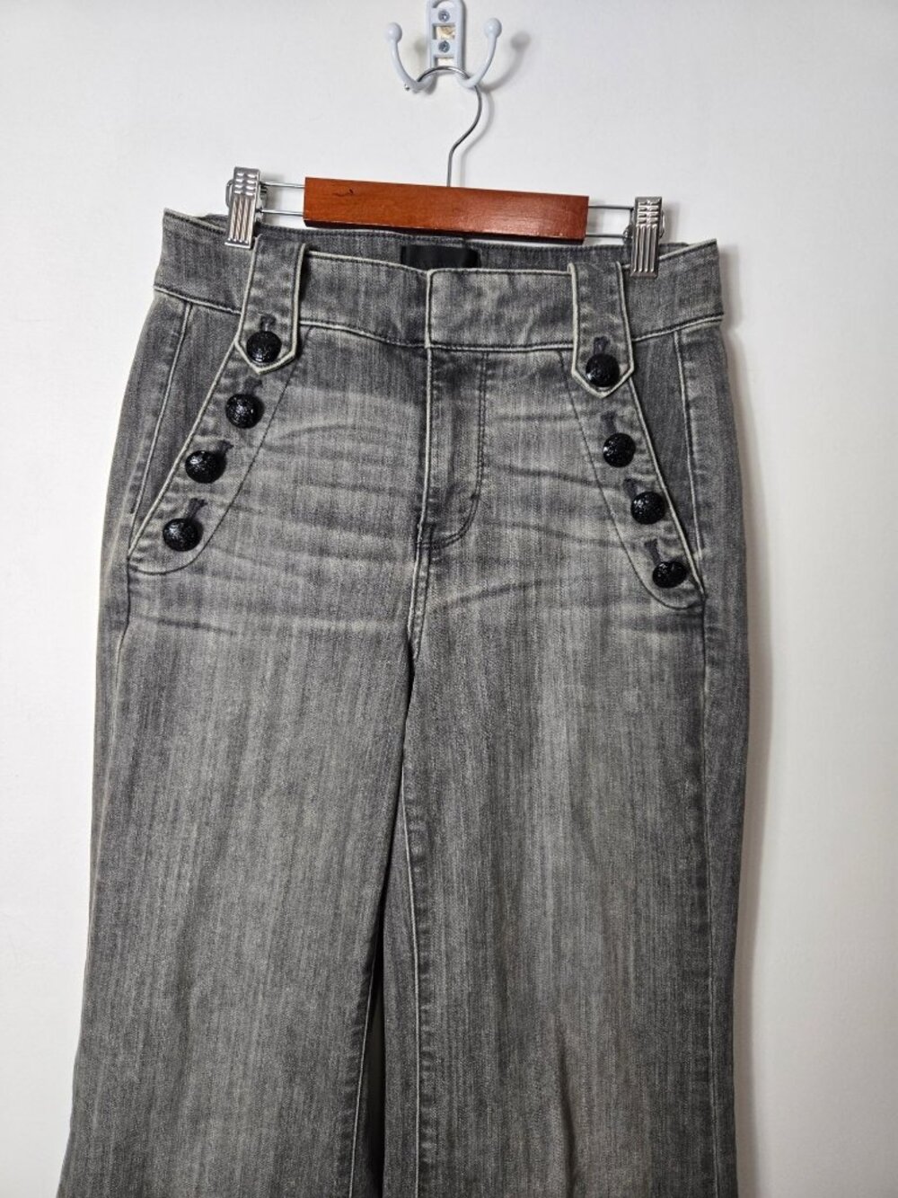 WHBM Size 2 Mariner Wide-Leg High-Rise  Jean's Faded Gray Wash Denim - Picture 7 of 14